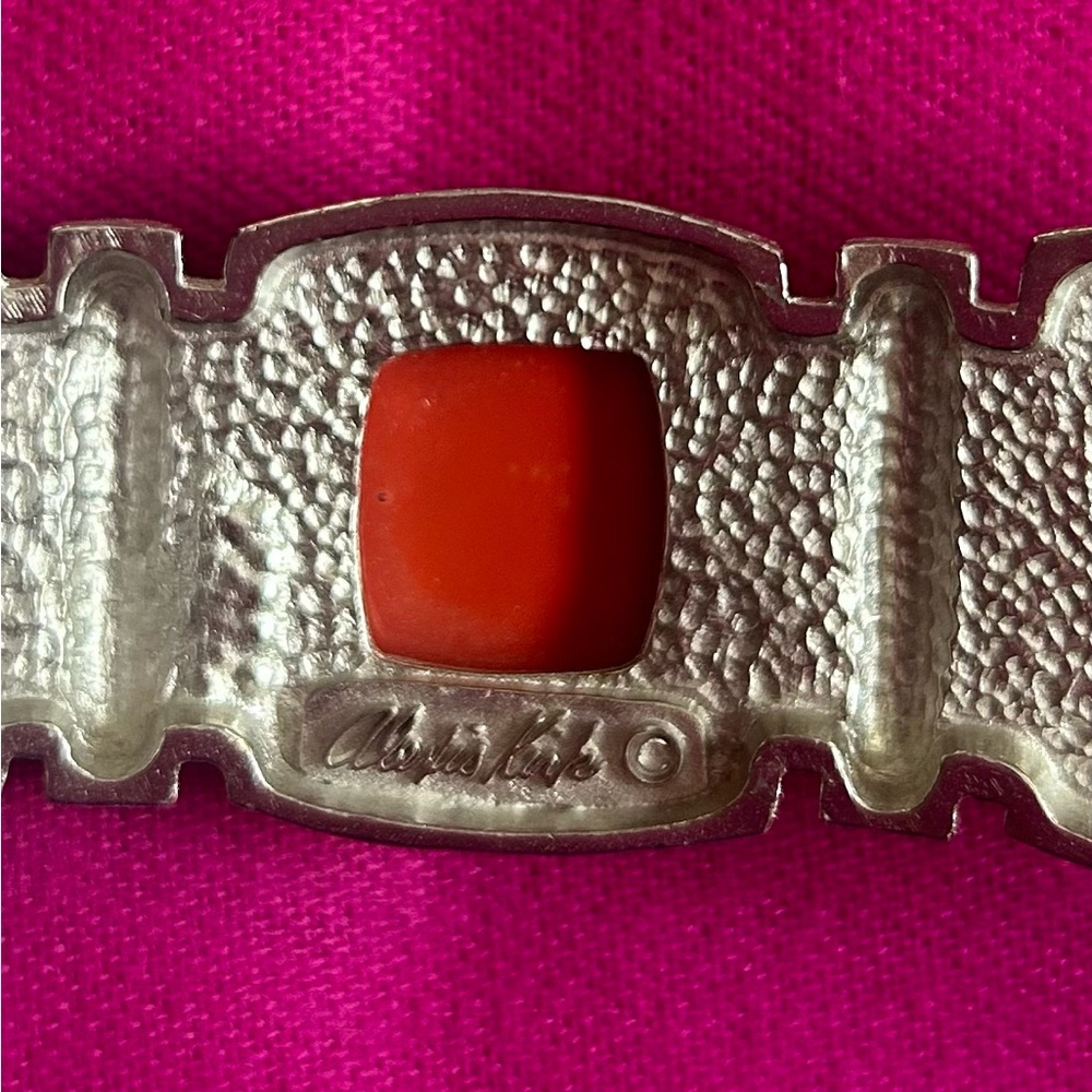 Vintage 1980’s Alexis Kirk Adjustable Silver and Coral Belt - Picture 3 of 7